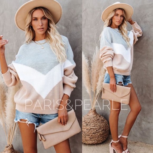 Sweaters - Lovestruck Chevron Colorblock Oversized Sweater